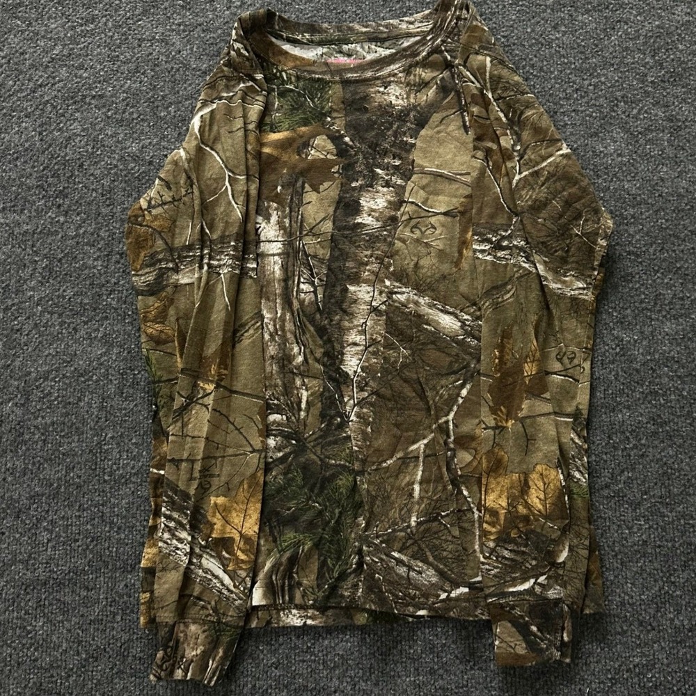 Game Winner Shirt Womens Size S Brown Camo Long Sleeve Outdoor Hunting Tee